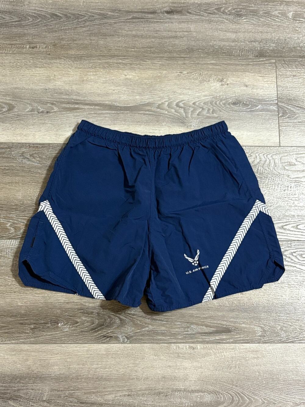 U.S. Air Force Blue Striped Physical Training Track Shorts Retro - Men’s Large